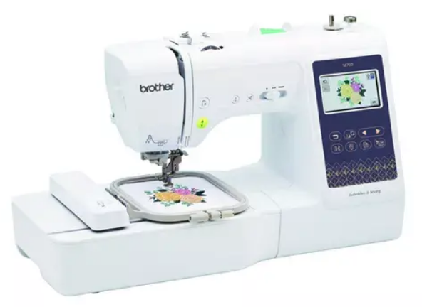 angled image of the brother se700 four by four computerized sewing and embroidery machine