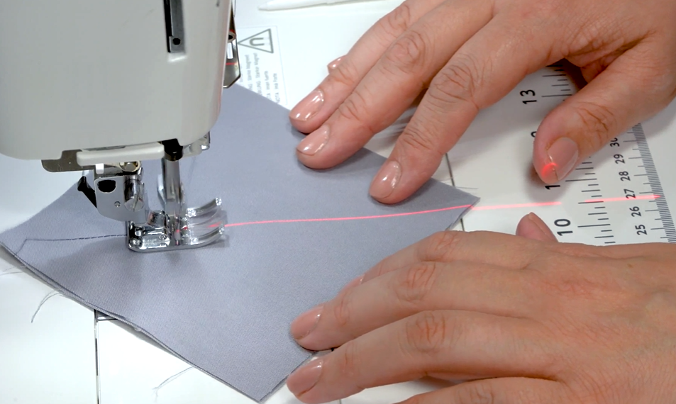 Janome Sew Q Sewing Alignment Laser being used