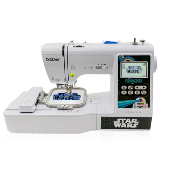 front facing image of the Brother LB5000S four by four Star Wars Computerized Sewing and Embroidery Machine  with example embroidery