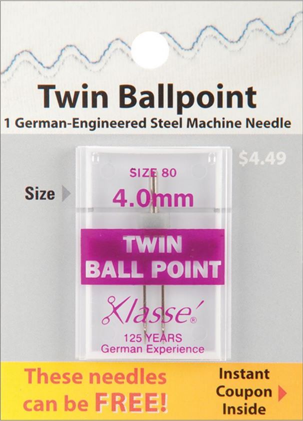 Klasse Size 4.0 Twin Ball Point Sewing Machine Needles