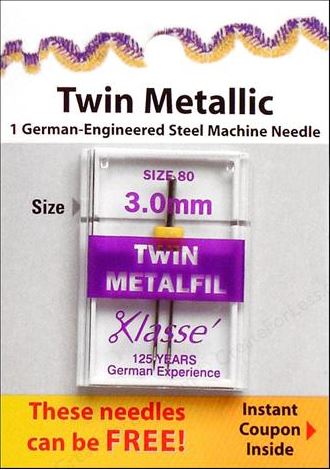 Agujas para máquina de coser Klasse Twin Metallic - Tamaño 3.0