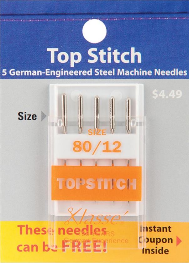 Klasse Topstitch Sewing Machine Needles - Size 80/12