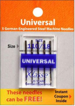 Agujas universales para máquina de coser Klasse - Tamaño 110/18