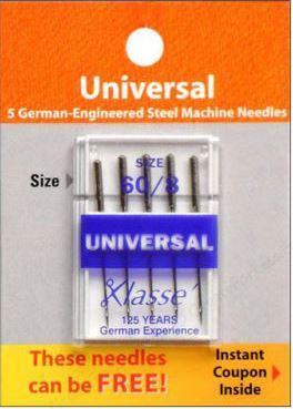 Klasse Universal Sewing Machine Needles - Size 60/8