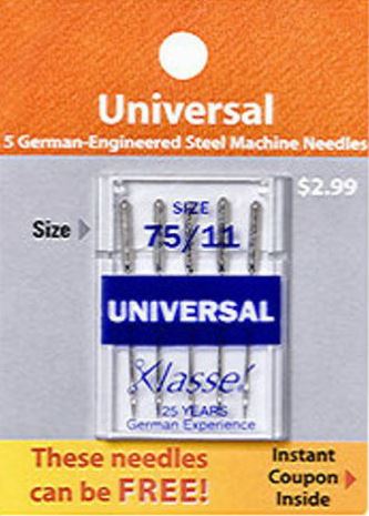 Klasse Universal Sewing Machine Needles - Size 75/11