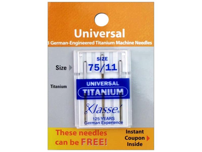 Klasse Universal Titanium Sewing Machine Needles Size 75/11